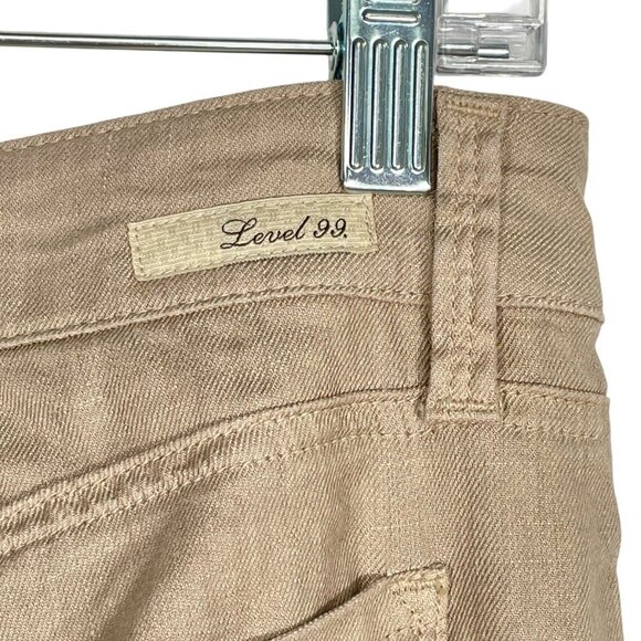 Level 99 Newport Linen Wide Leg Flare Trousers Sz 29 Mid Rise Tan Boho Neutral - Picture 7 of 12